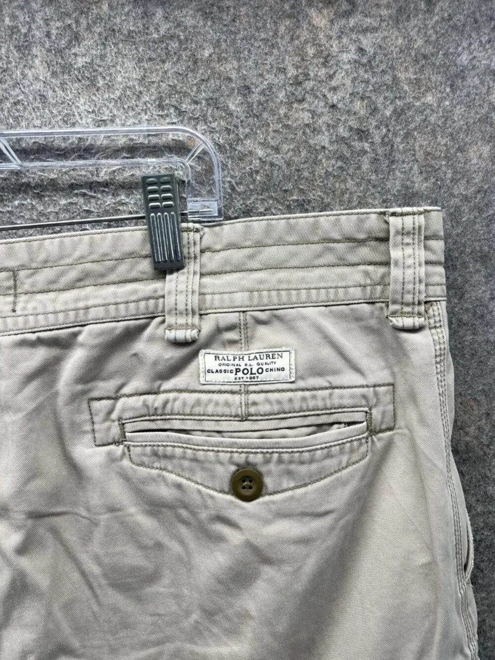 Polo Ralph Lauren Shorts Men 40 Beige Cargo Flat Front Cotton Paratrooper VTG